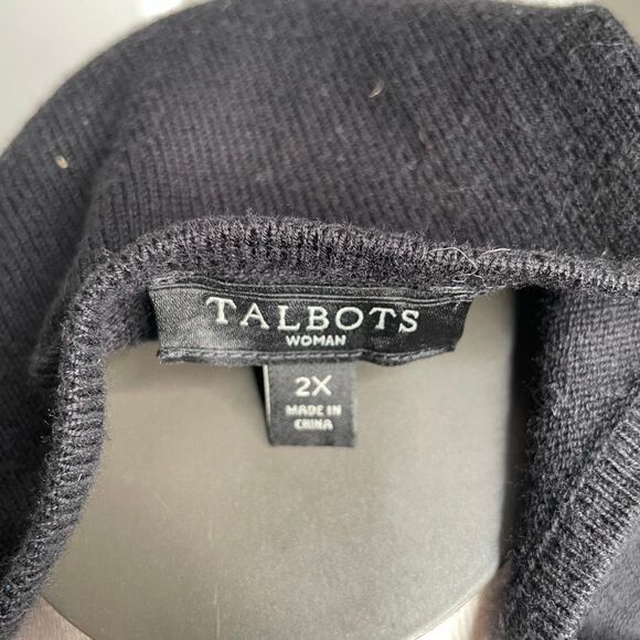 Talbots Womens Boatneck Sweater 2X Black Bracelet Sleeve Cashmere Blend Demure - Picture 3 of 5